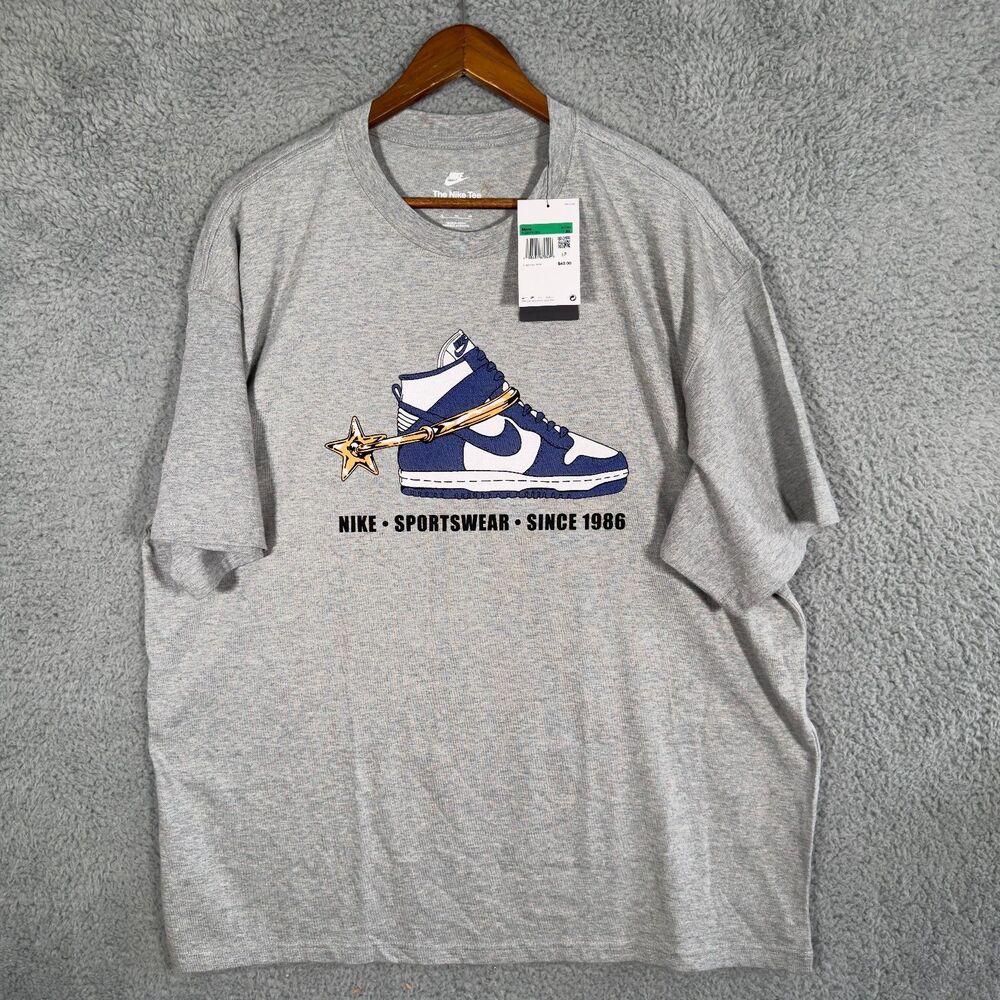 Nike Sportswear Max90 Dunk T-Shirt Mens XL Gray HQ9273 Graphic Tee Short Sleeve